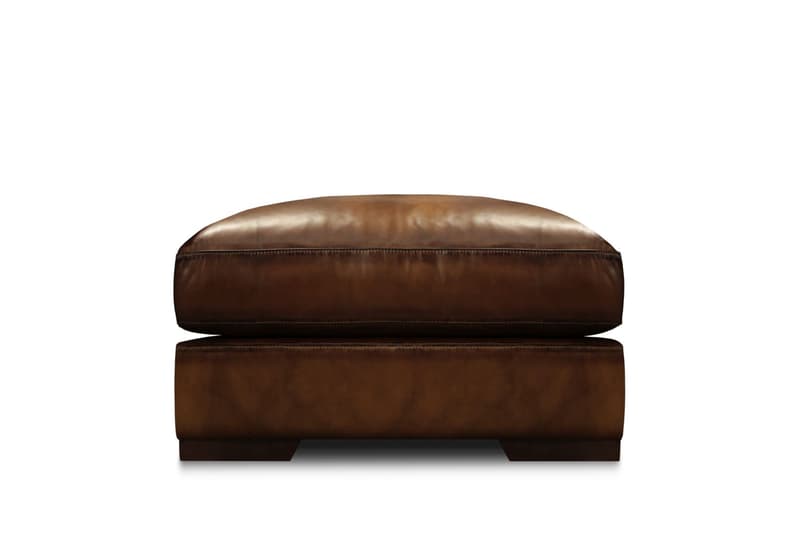Ramba 100% Top Grain Leather Contemporary Ottoman Footstool