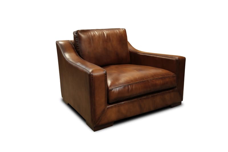 Ramba 100% Top Grain Leather Contemporary Club Armchair with Deep Seat