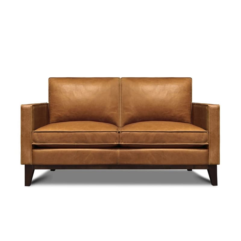 Metropole 100% Top Grain Pull Up Leather Mid-century Loveseat