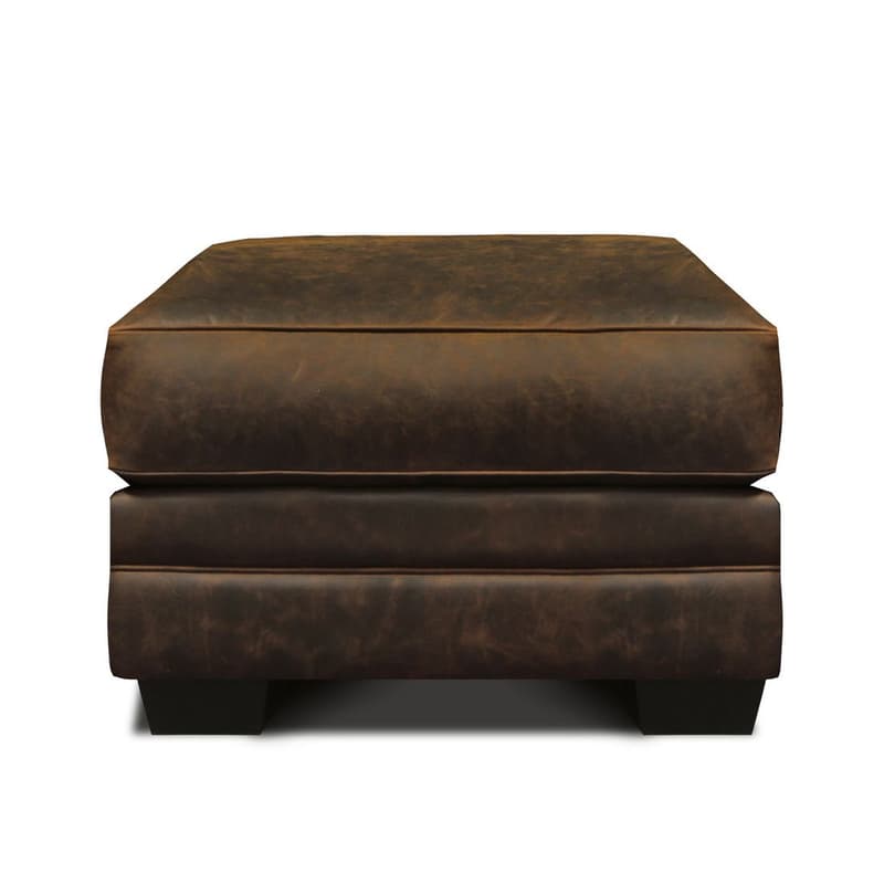 Cordova 100% Top Grain Leather Mid-century Ottoman